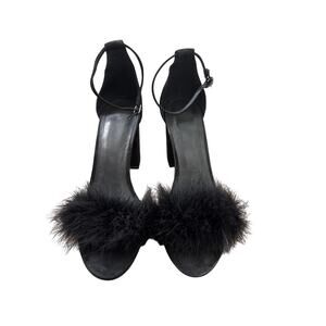 Joi Black Feather Heels Sz 9